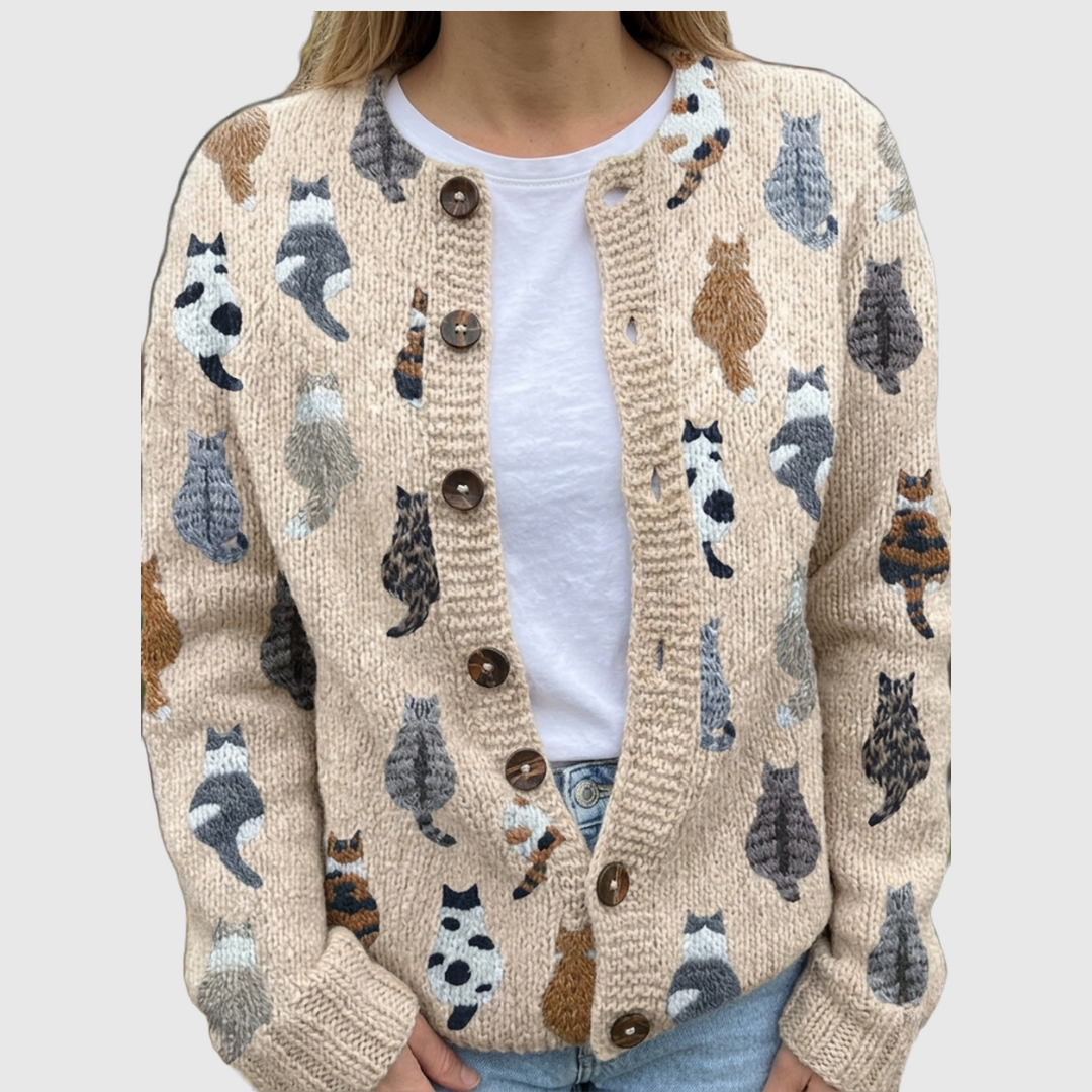 Nola | Cat Print Cardigan