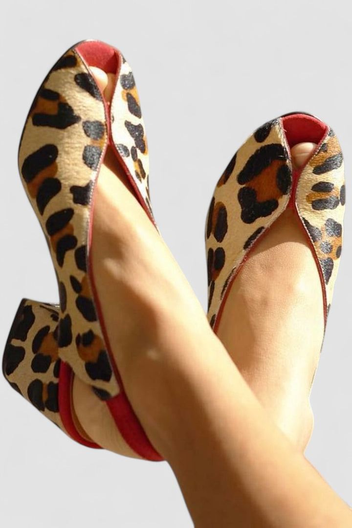 Sinéad - Scarlet Leopard Print Sandals
