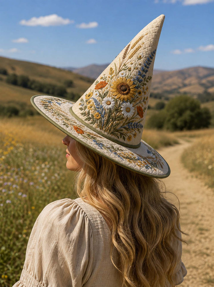 Wildflower Meadow Handcrafted Quilted Witch Hat