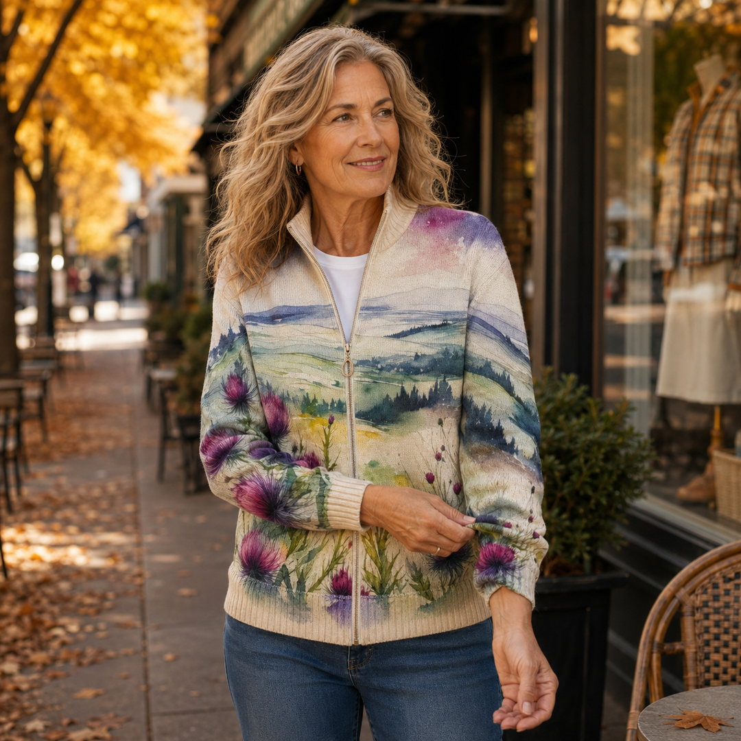 Sibéal | Watercolour Landscape Cardigan