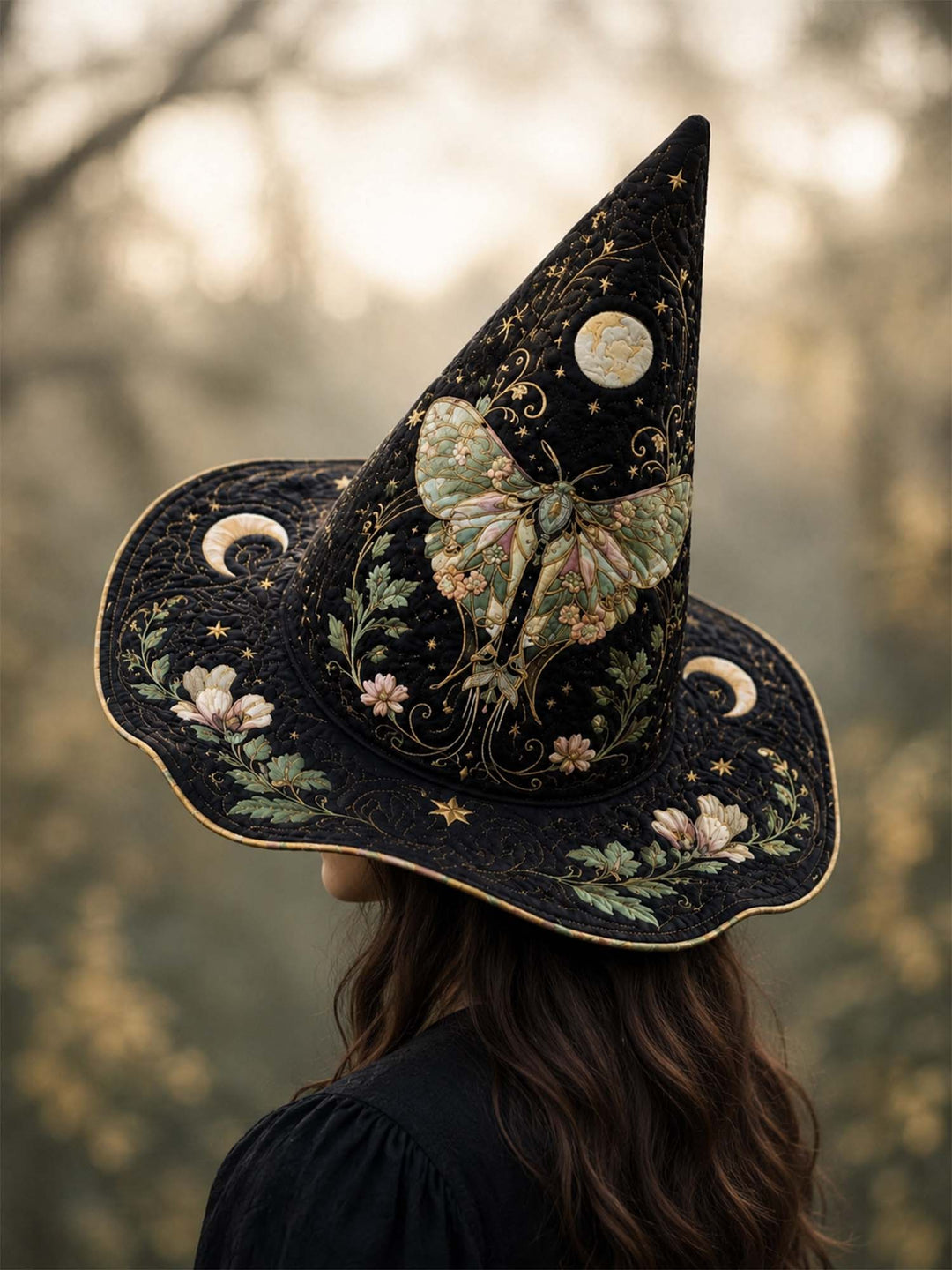 Moth Fairy Victorian Gothic Handcrafted Quilted Witch Hat