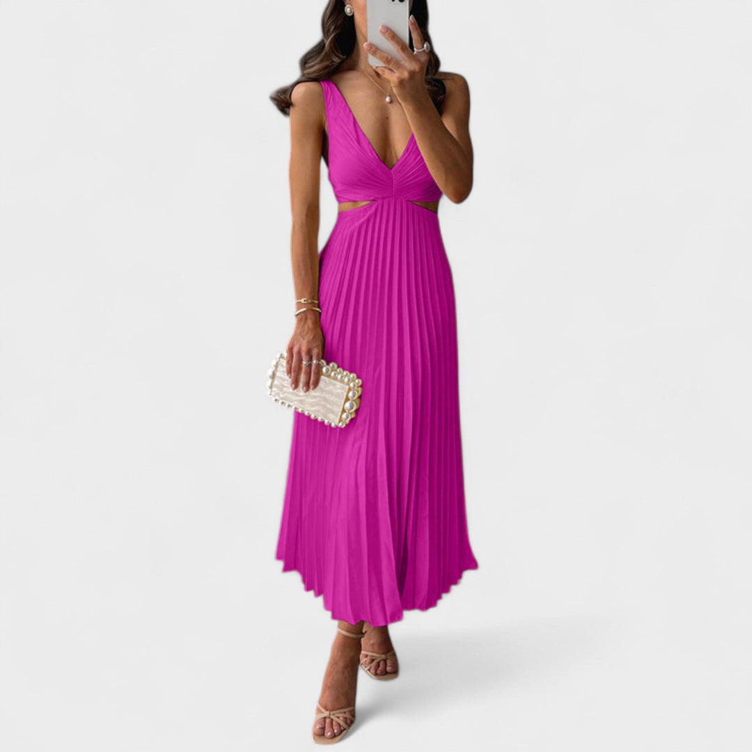 Eithne - Midi Dress with Pleated Design