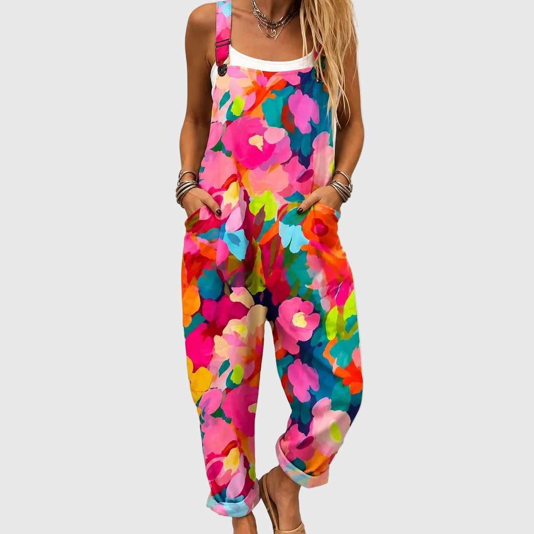 Colourful Floral Dungarees