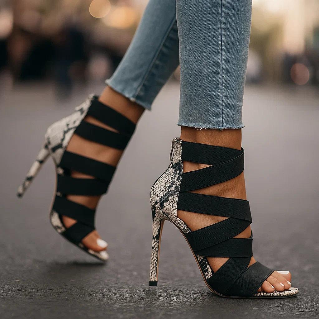 Doireann - Chic Snake Print Heels