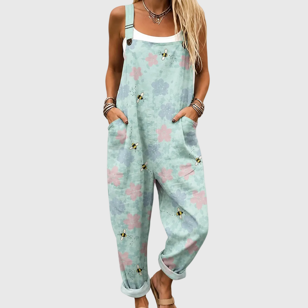 Pastel Flower and Bee Dungarees