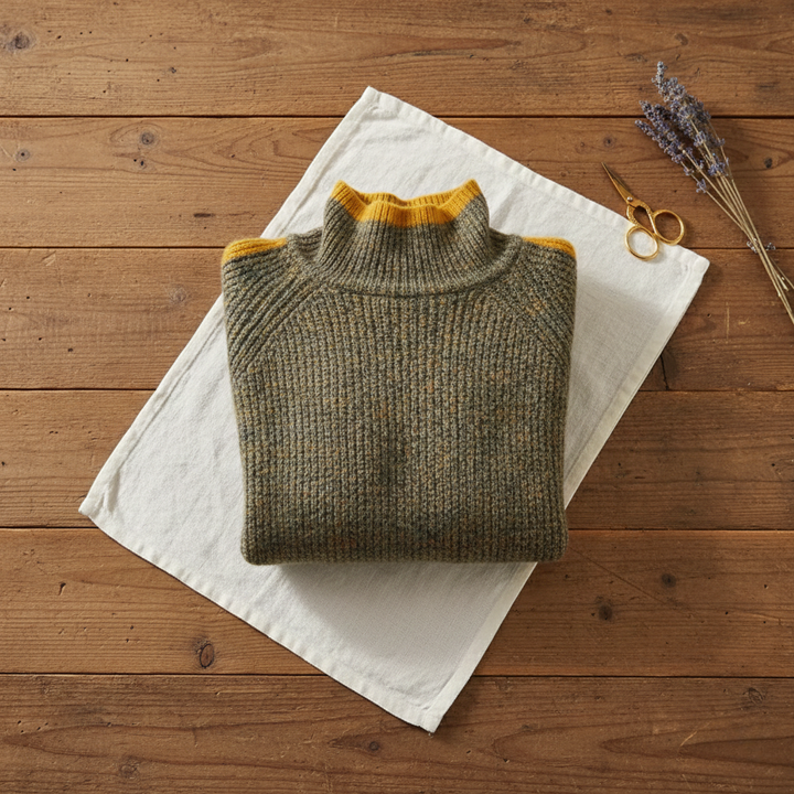 Jessica – Grey-Yellow Ribbed Jumper