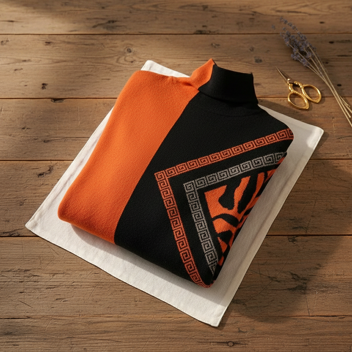 Grace – Orange Jumper with Graphic Details