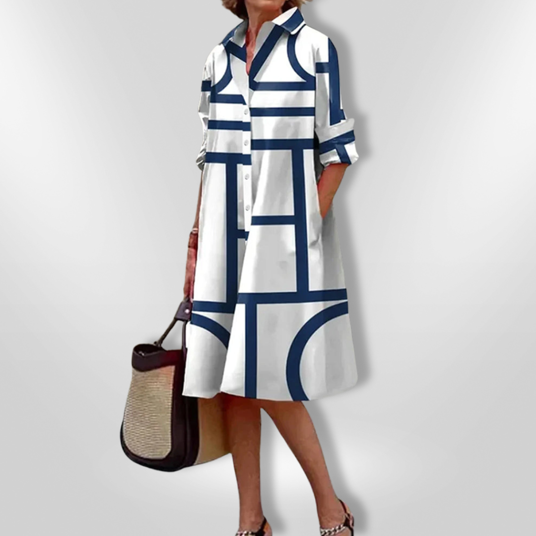 Fionnuala - Geometric Pattern Midi Dress