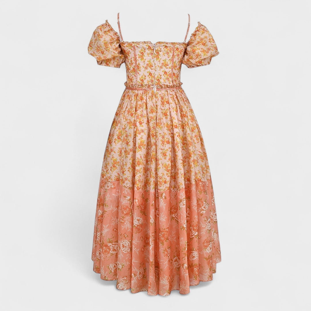 Caitlín - Enchanting Floral Midi Dress