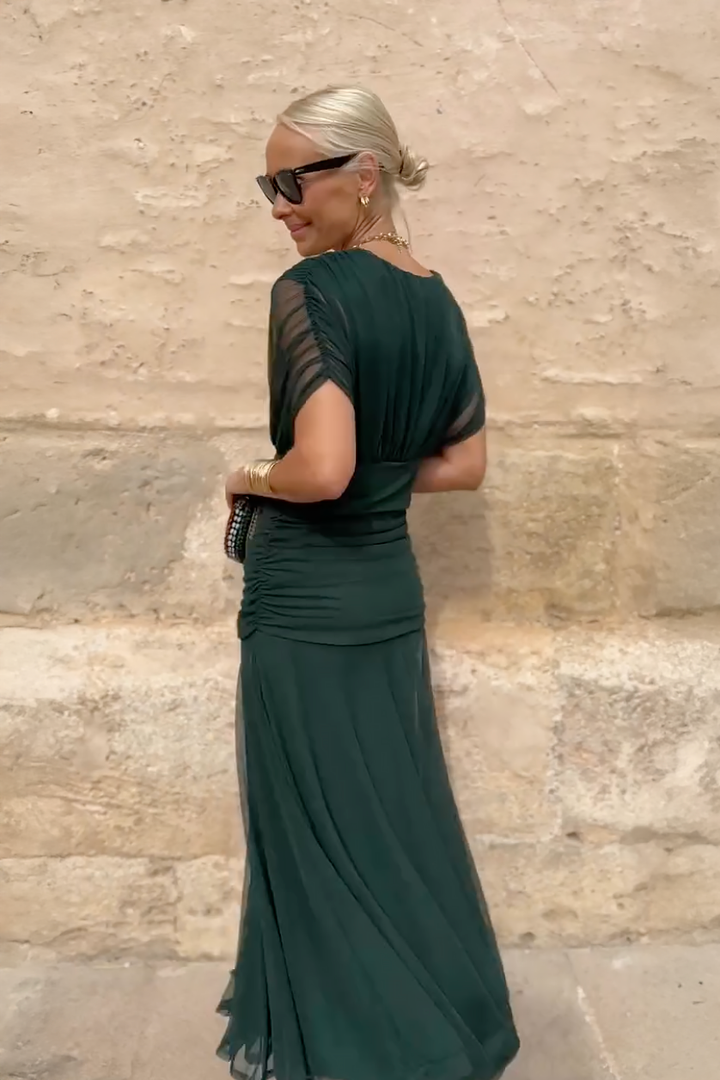 Caoimhe - Pleated V-Neck Maxi Dress