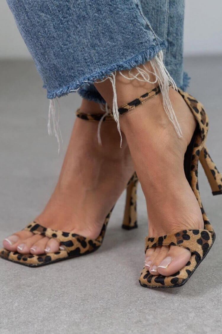 Aingeal - Leopard Print Heeled Sandals