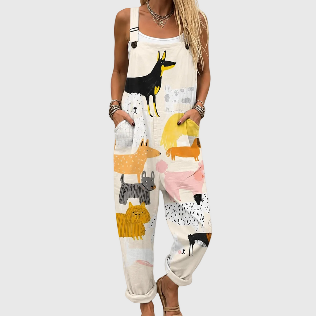 Soft Animal Print Dungarees