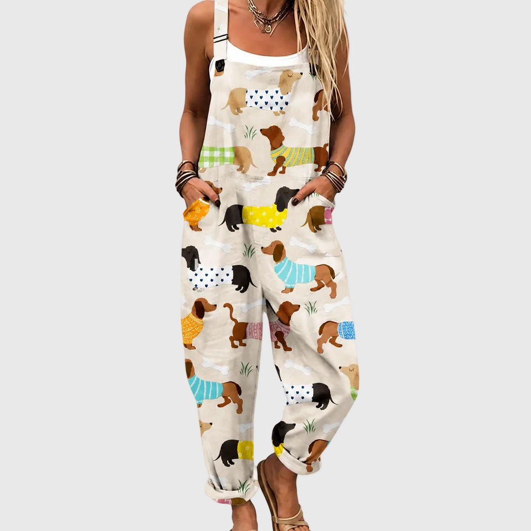 Soft Dungarees with Dog Print