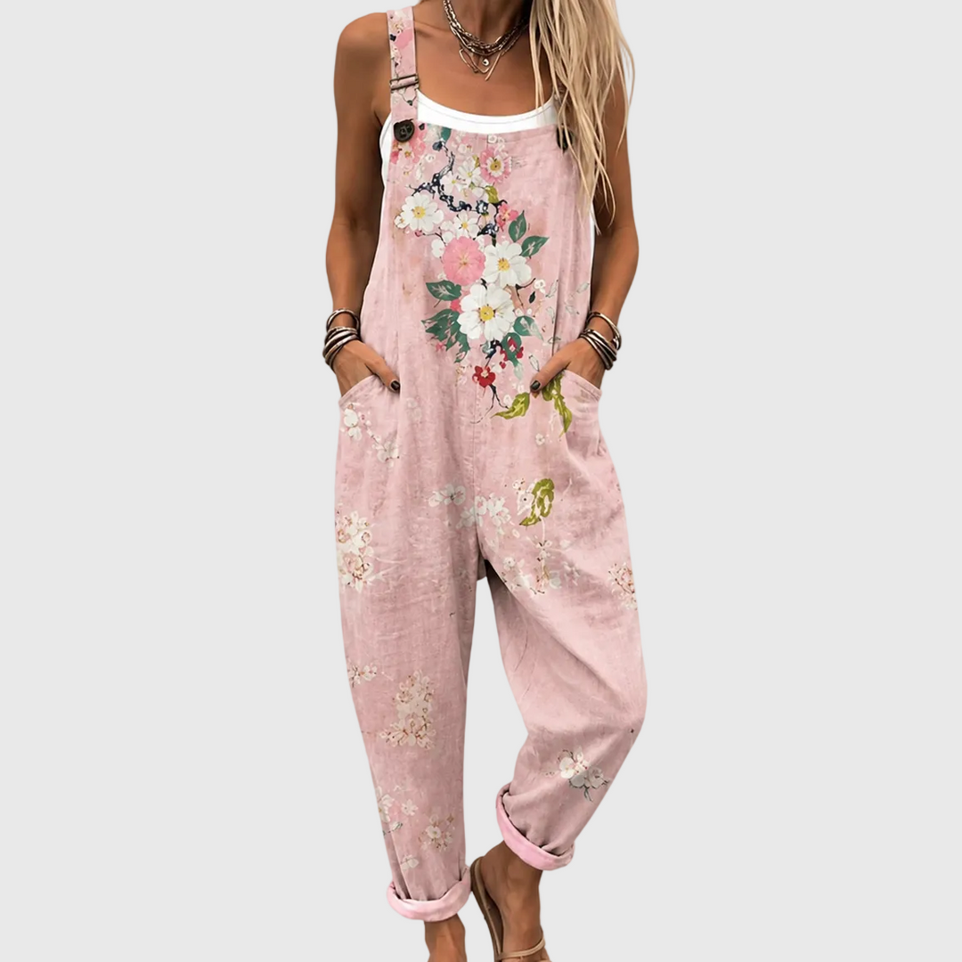 Pink Floral Dungarees with Soft Comfort