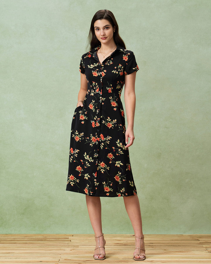 Bláithín - Midi Dress with Floral Print