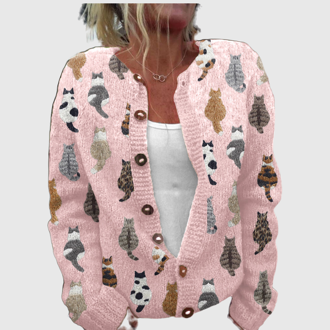 Nola | Cat Print Cardigan