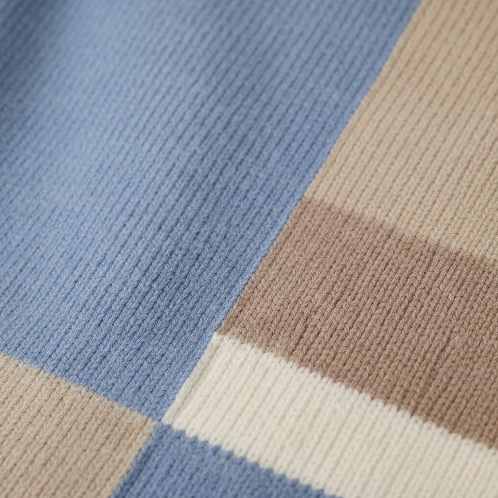 Sophie – Block Pattern Jumper in Blue-Beige