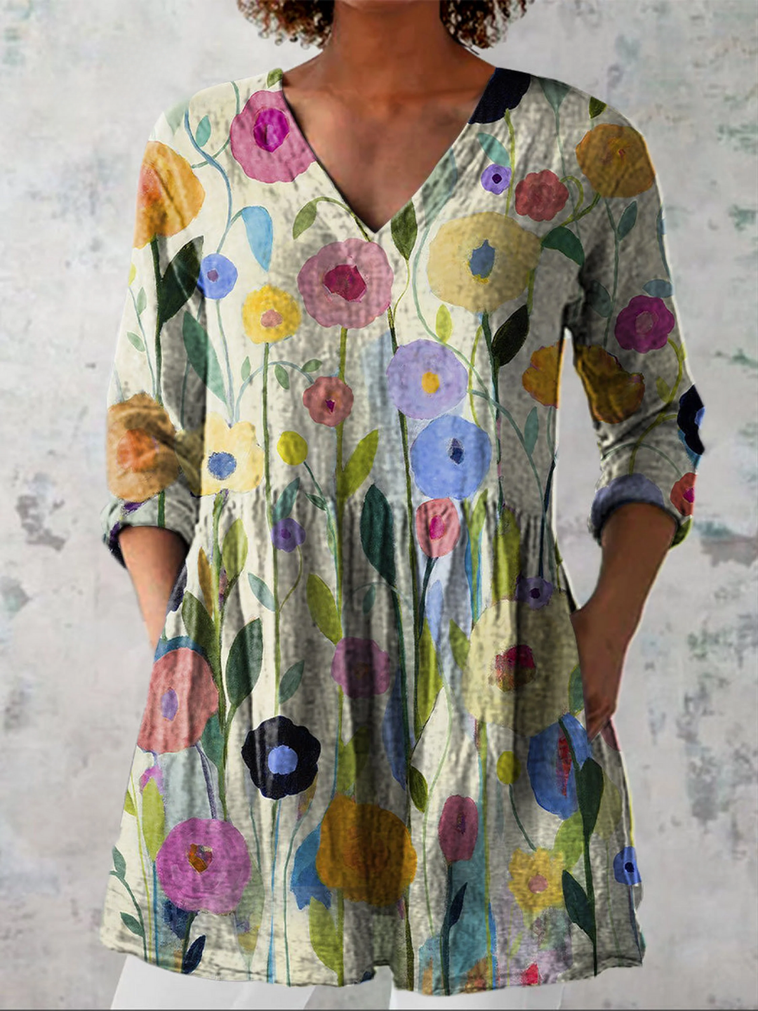 Aisling | V-Neck Long Blouse