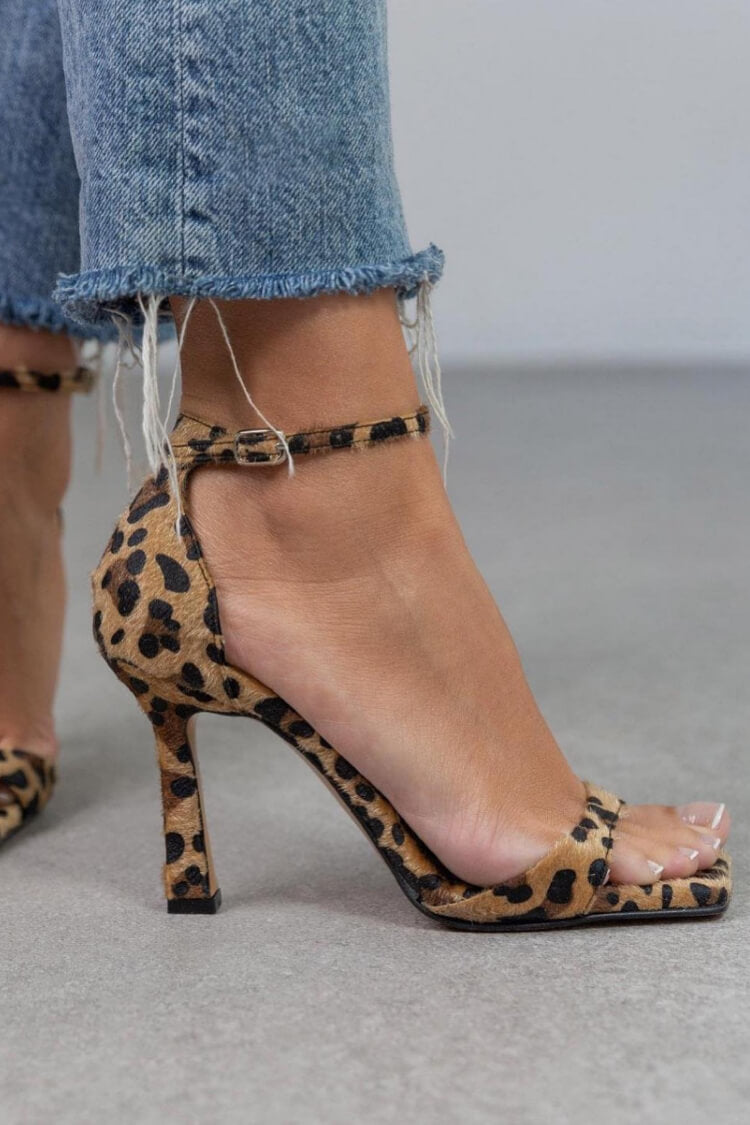 Aingeal - Leopard Print Heeled Sandals