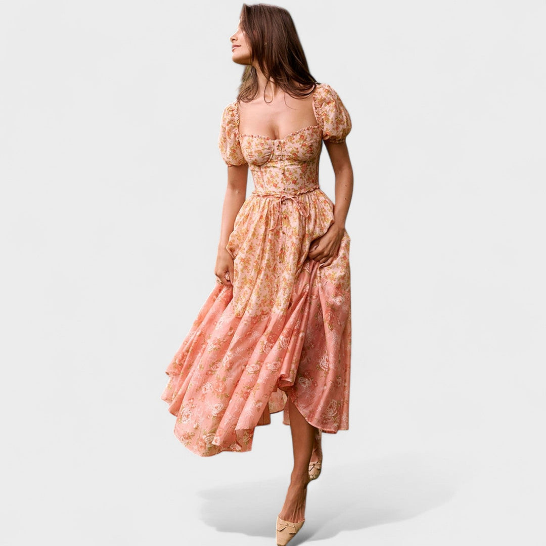 Caitlín - Enchanting Floral Midi Dress