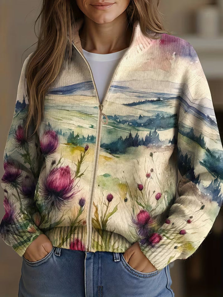 Sibéal | Watercolour Landscape Cardigan