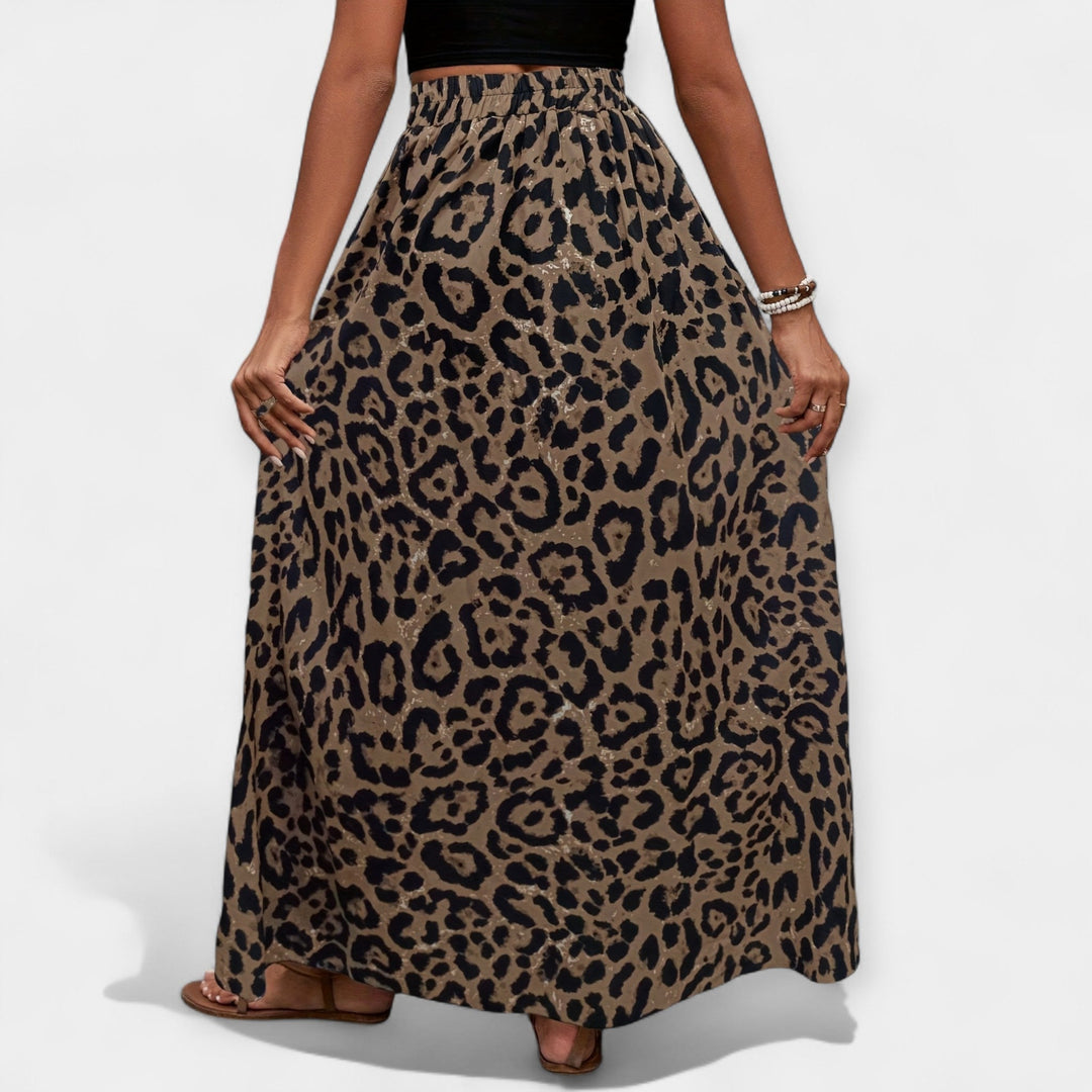 Caitlín - Leopard Print Midi Skirt