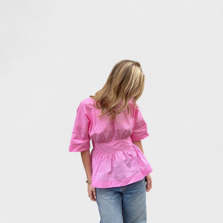 Emer - V-Neck Open Back Blouse