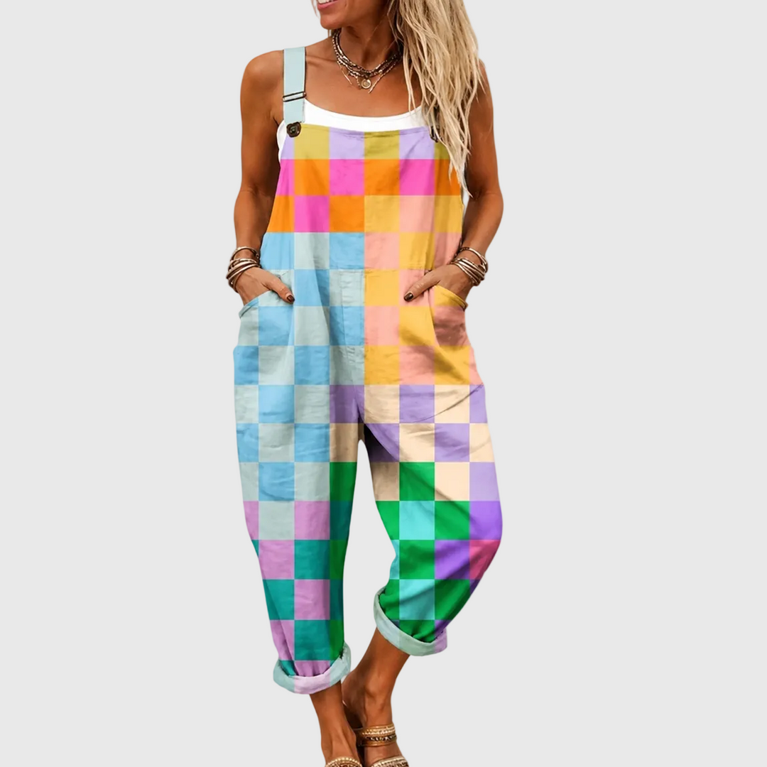 Soft Multicoloured Patchwork Dungarees