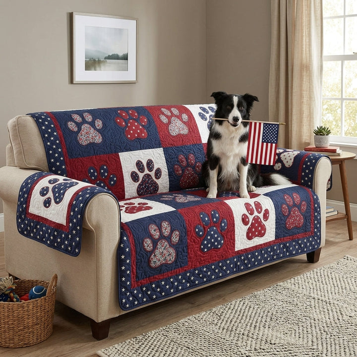 Patriotic Paws Quilted Sofa Protector
