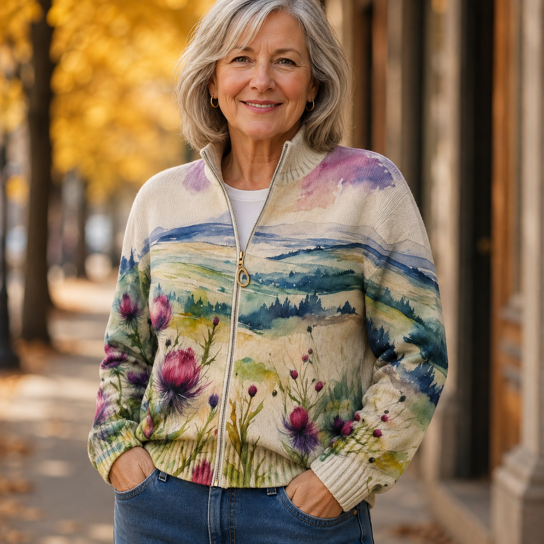Sibéal | Watercolour Landscape Cardigan