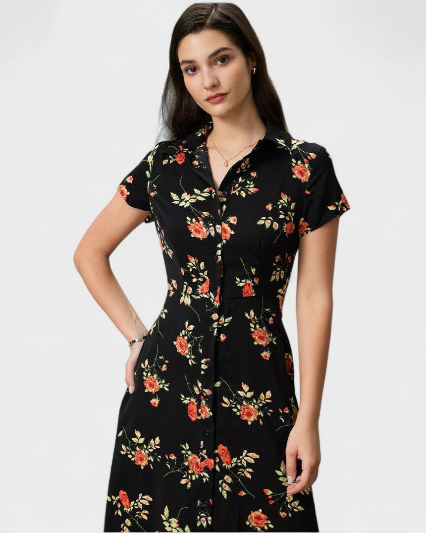 Bláithín - Midi Dress with Floral Print