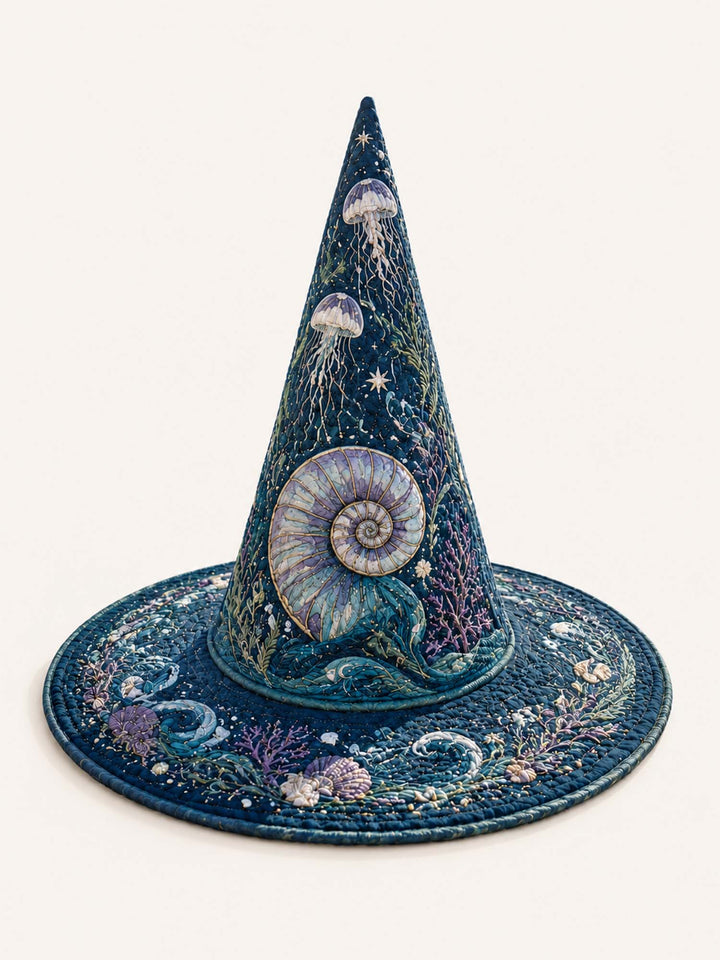 Deep Sea Mermaid Coastal Gothic Handcrafted Quilted Witch Hat