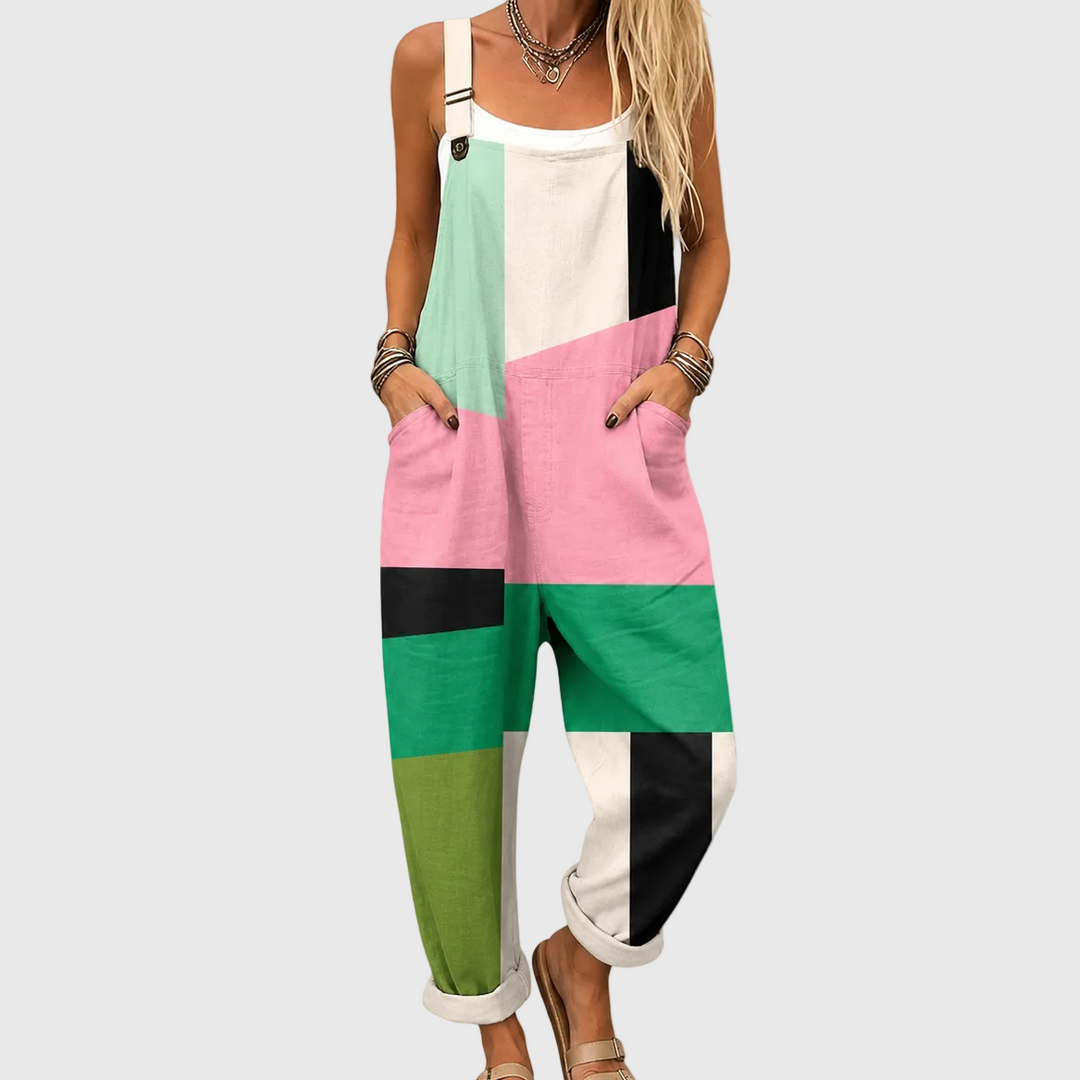 Soft Dungarees with Colour Blocks and Modern Style