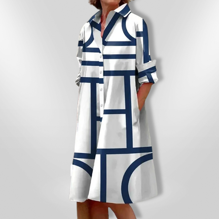 Fionnuala - Geometric Pattern Midi Dress