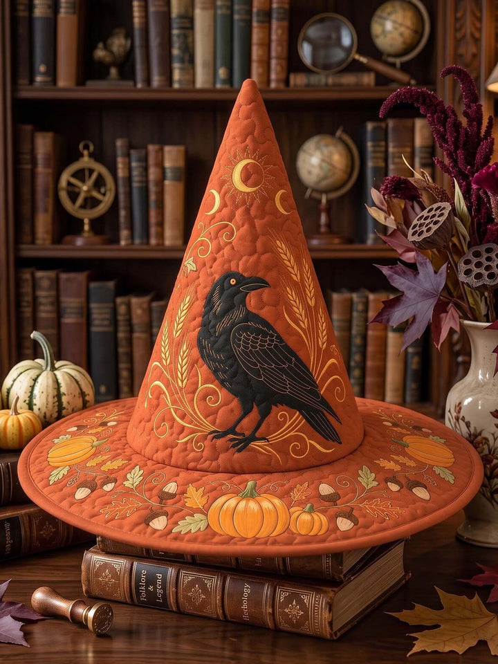 Raven Autumn Harvest Quilted Witch Hat