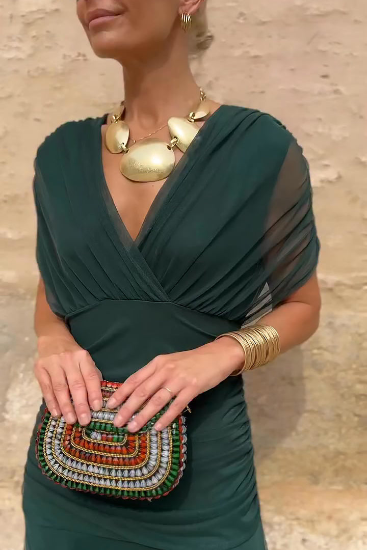 Caoimhe - Pleated V-Neck Maxi Dress