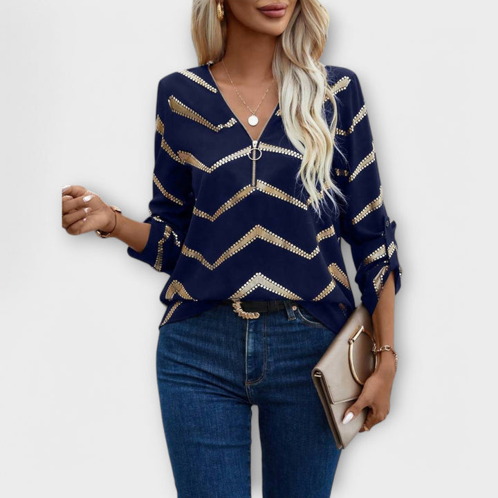 Aisling - Chic Zip-Up Blouse
