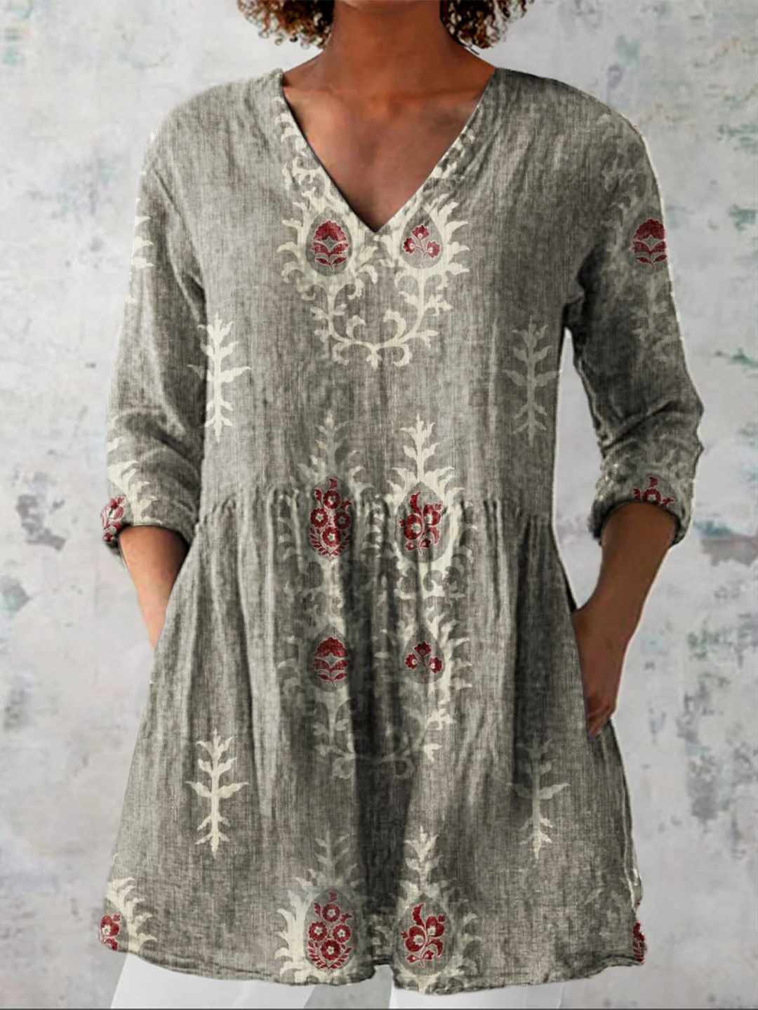 Roisin | V-Neck Long Blouse