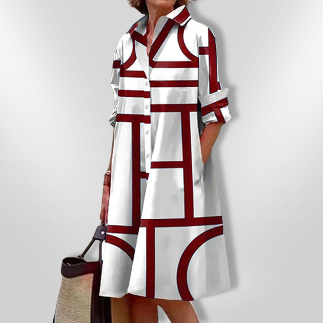 Fionnuala - Geometric Pattern Midi Dress