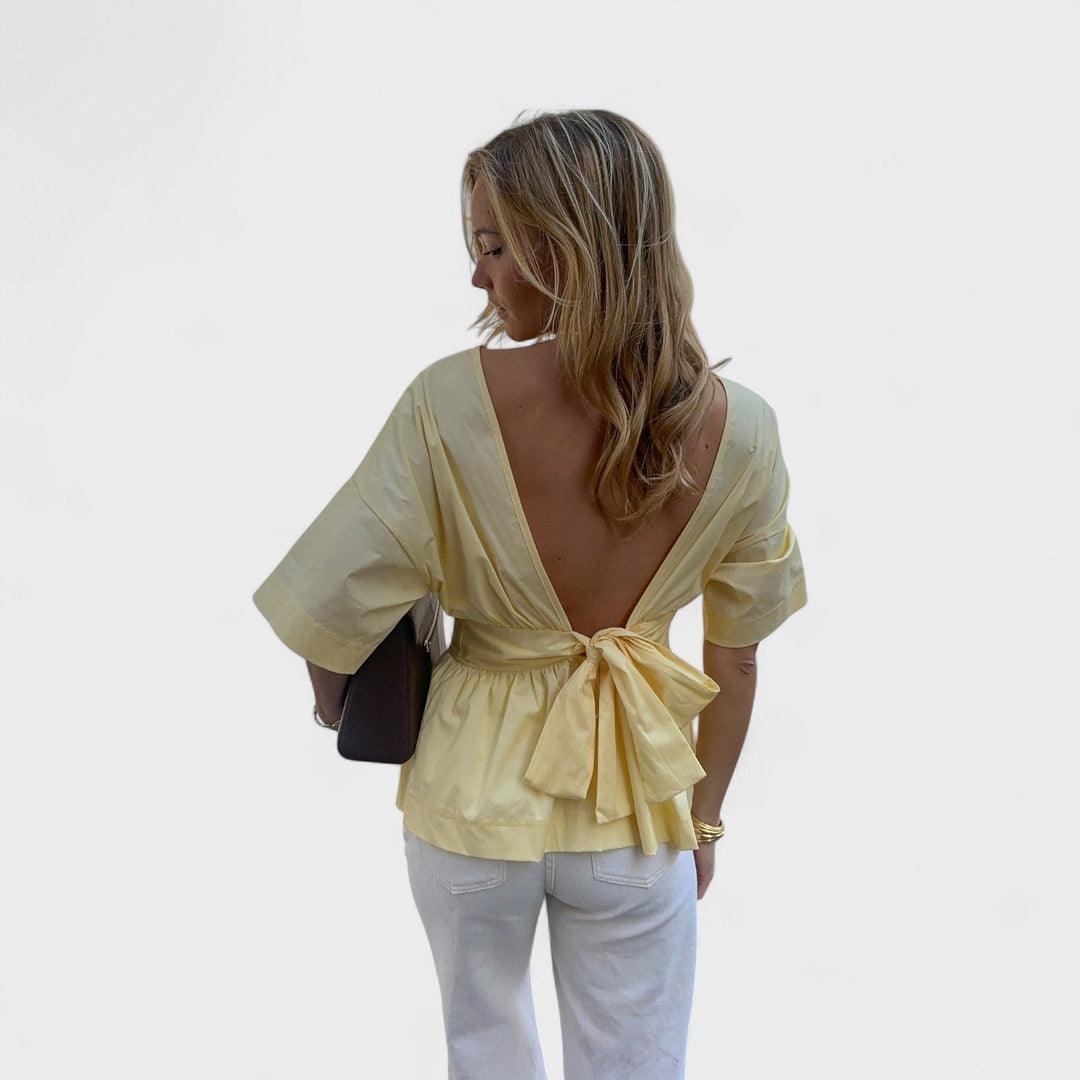 Emer - V-Neck Open Back Blouse
