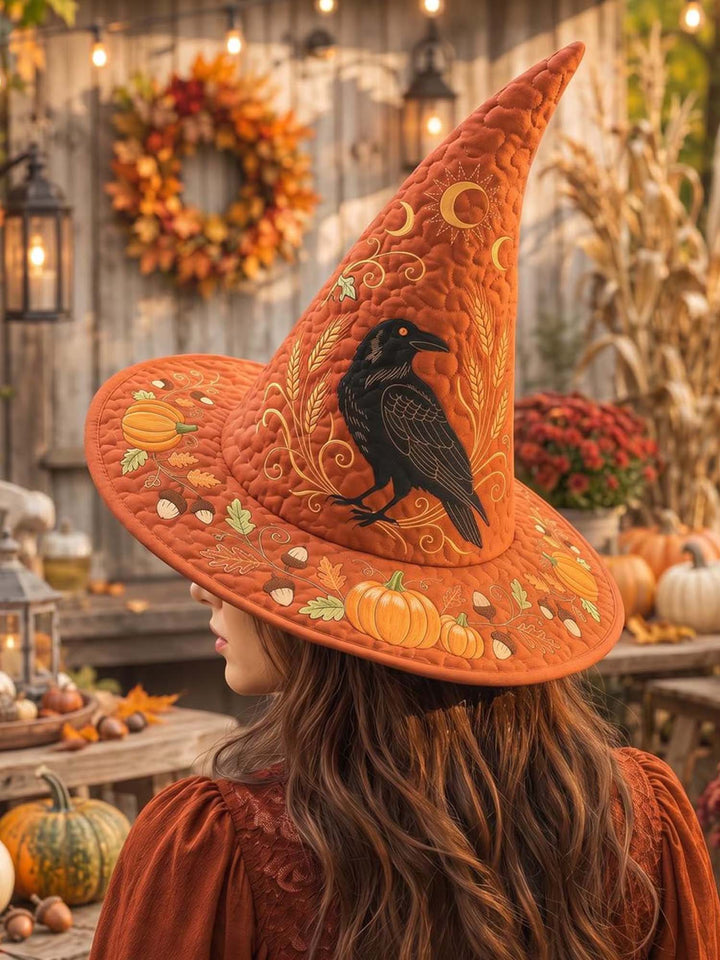Raven Autumn Harvest Quilted Witch Hat