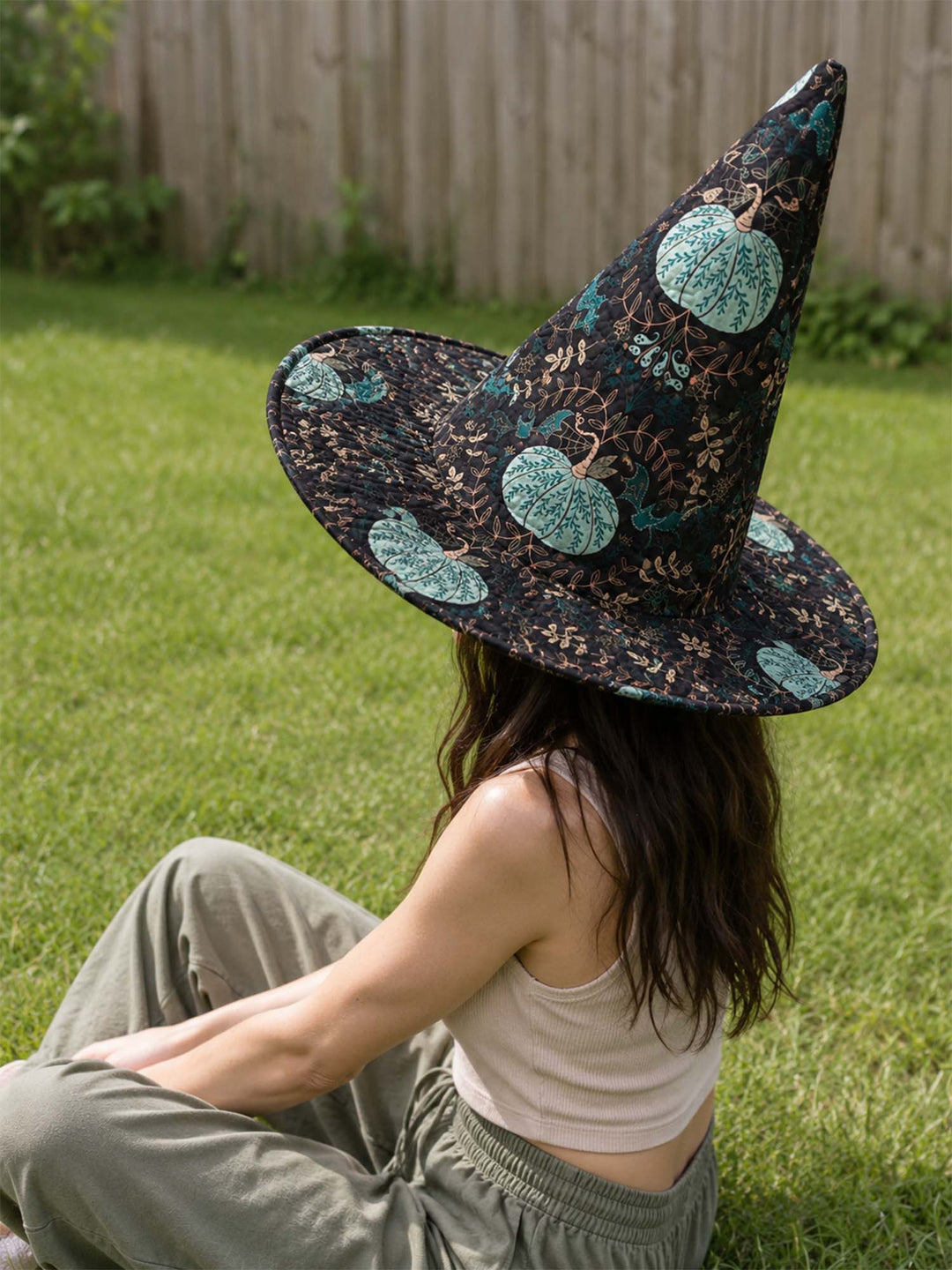 Mystic Pumpkin Garden Handcrafted Quilted Witch Hat