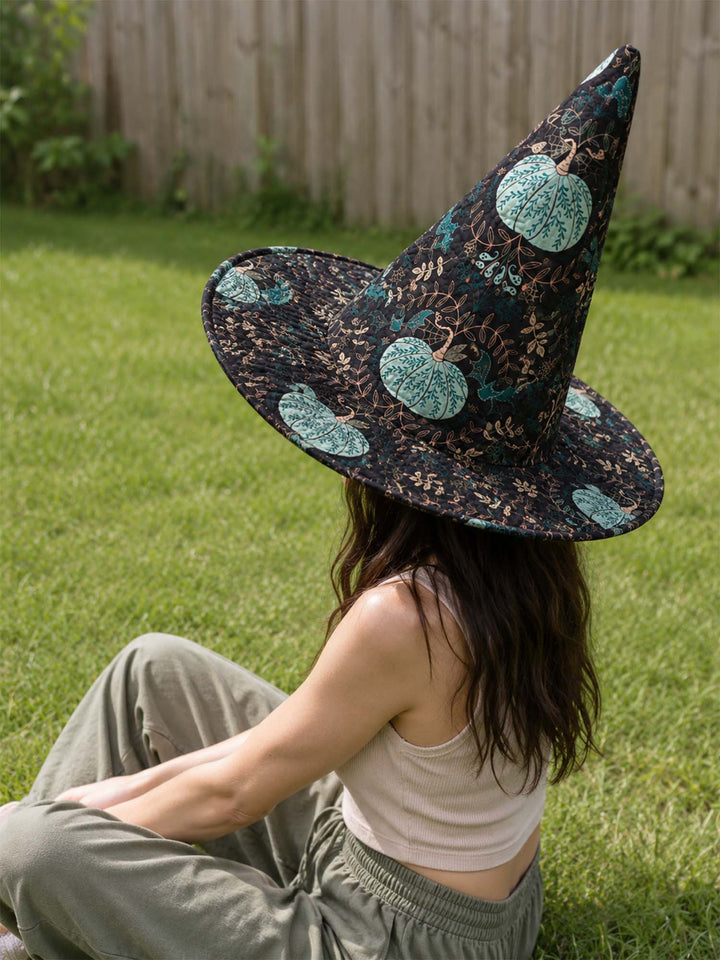 Mystic Pumpkin Garden Handcrafted Quilted Witch Hat