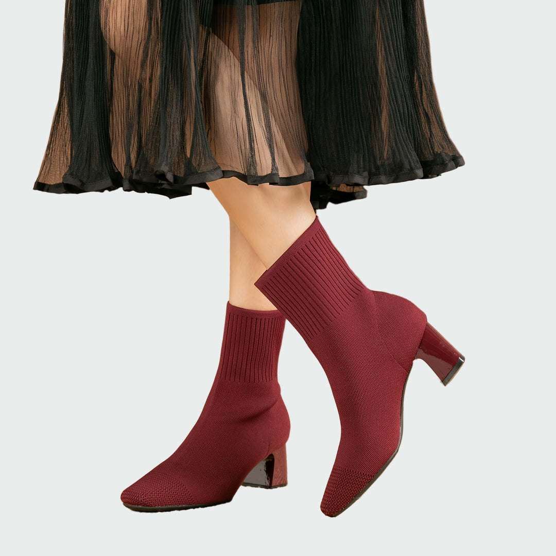 Dolores - Beige Stretch Ankle Boots