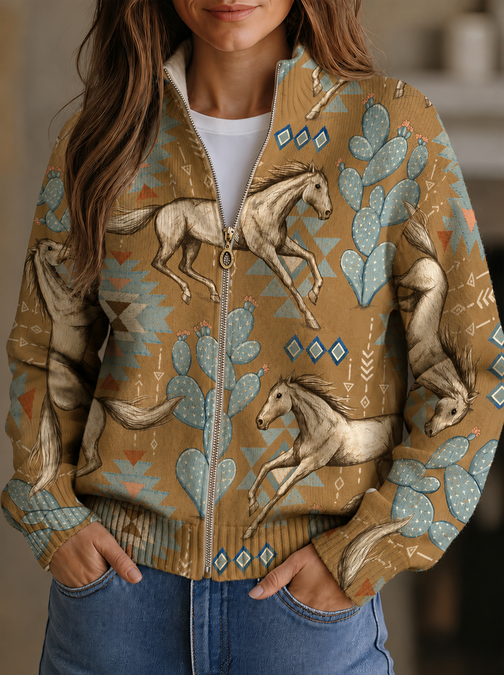 Odharnait | Horse & Cactus Print Cardigan