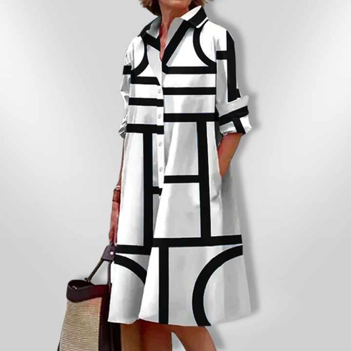Fionnuala - Geometric Pattern Midi Dress