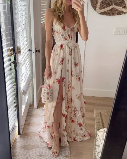 Brighid - Floral Print Midi Dress