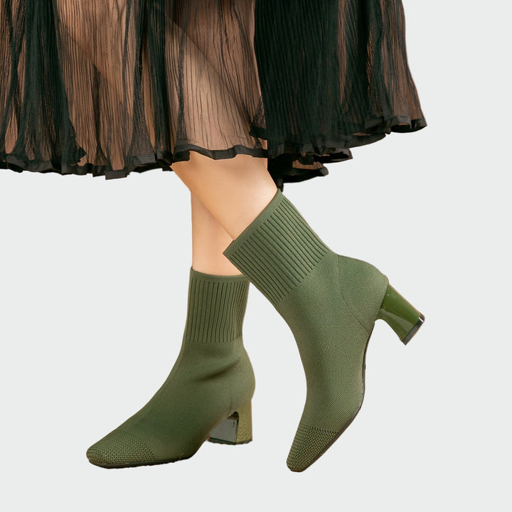 Dolores - Beige Stretch Ankle Boots