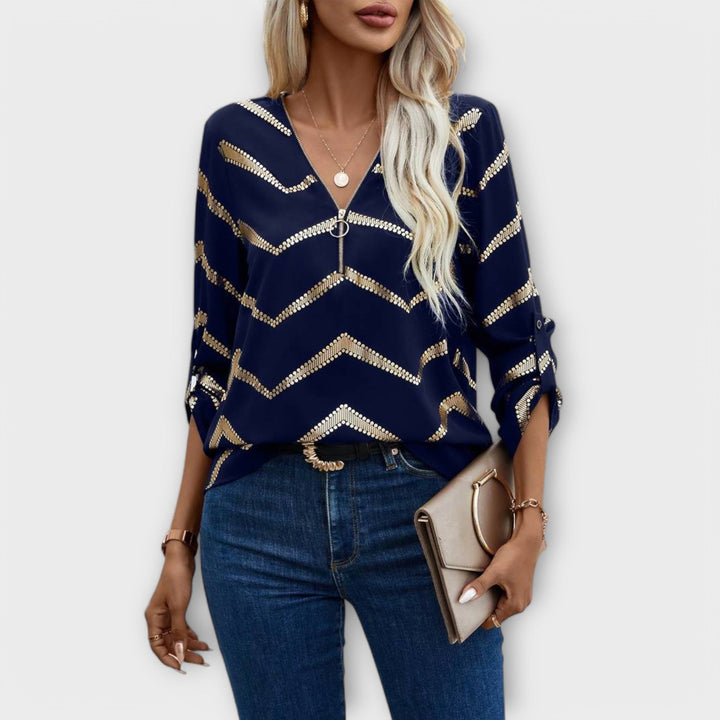 Aisling - Chic Zip-Up Blouse
