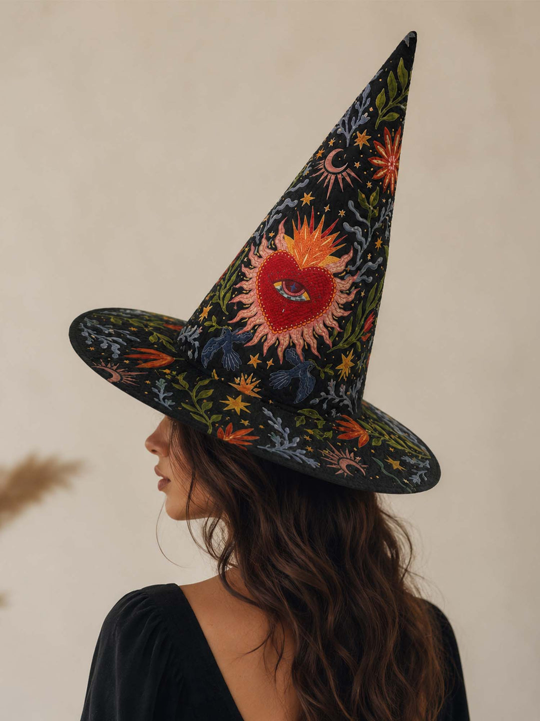 Sacred Heart Handcrafted Quilted Witch Hat